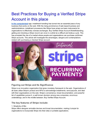 Best Practices for Buying a Verified Stripe Account in this place