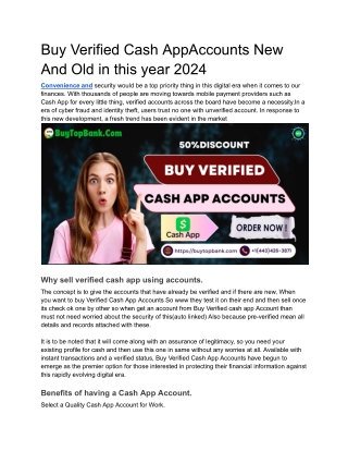 Buy Verified Cash AppAccounts New And Old in this year 2024