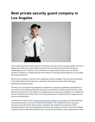 Best private security guard company in Los Angeles