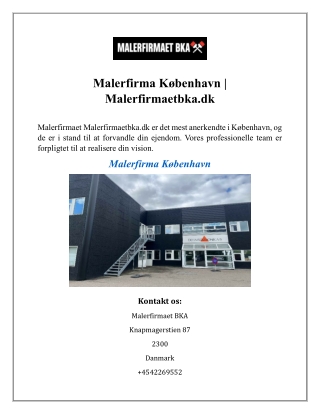 Malerfirma København  Malerfirmaetbka.dk