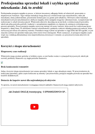 Skup nieruchomości i szybka sprzedaż nieruchomości