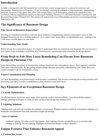 **From Drab to Fab: How Lucas Remodeling Can Elevate Your Basement Design in Tho