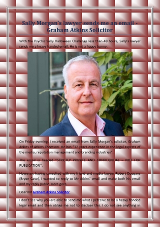 Sally Morgan’s lawyer sends me an email - Graham Atkins Solicitor!!!