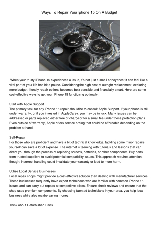 WaysToRepairYourIphone15OnABudget