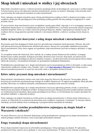 Skup nieruchomości w Warszawie i okolicach