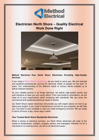 Electrician North Shore – Quality Electrical Work Done Right