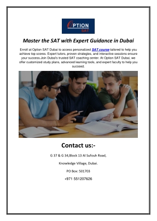 Master the SAT with Expert Guidance in Dubai