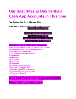 Buy Verified Cash App Accounts - 100% BTC Enable and Old