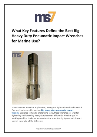 What Key Features Define the Best Big Heavy Duty Pneumatic Impact Wrenches for Marine Use