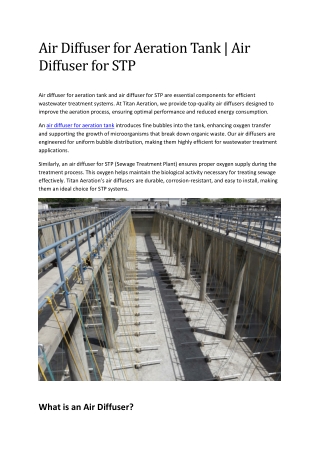 Air Diffuser for Aeration Tank - Air Diffuser for STP