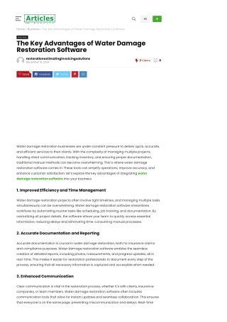 The Key Advantages of Water Damage Restoration Software