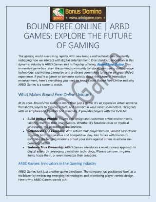 Bound Free Online at ARBD Game
