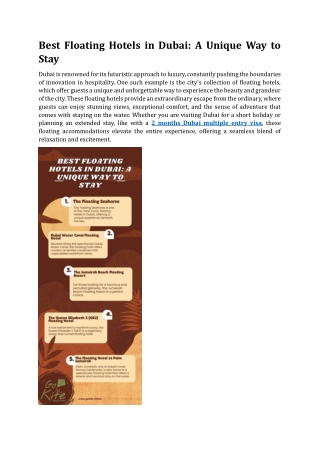 Best Floating Hotels in Dubai A Unique Way to Stay