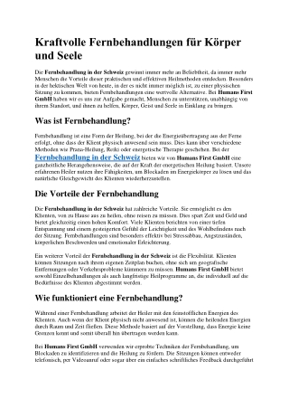 Kraftvolle Fernbehandlungen für Körper und Seele