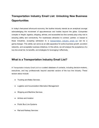Transportation Industry Email List