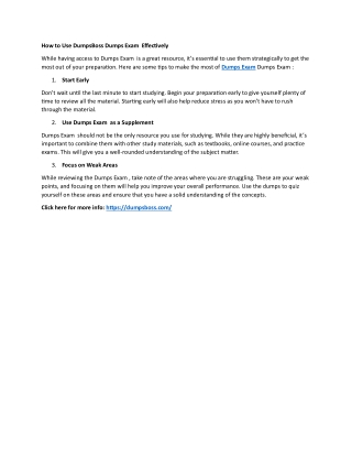 DumpsBoss Dumps Exam  Built to Help You Pass