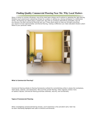 Finding Quality Commercial Flooring Near Me: Why Local Matters