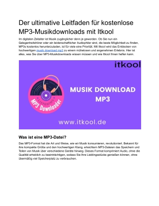 Entdecken Sie mühelos kostenlose MP3-Downloads mit Itkool