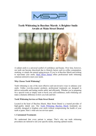 Brighten Your Smile with Teeth Whitening in Bacchus Marsh