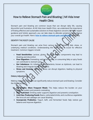 How to Relieve Stomach Pain and Bloating