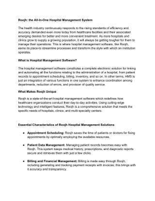 Roojh_ the All-In-One Hospital Management System