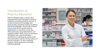 Pharma Education - Paving the Path to Innovation and Healthcare Excellence