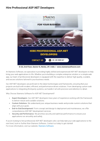Hire Professional ASP.NET Developers