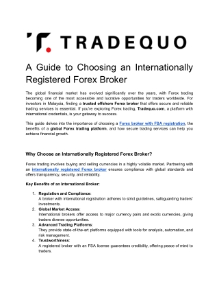 A Guide to Choosing an Internationally Registered Forex Broker