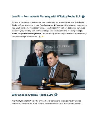 Law Firm Formation & Planning with O’Reilly Roche LLP