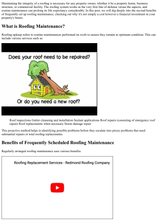 Benefits of Routinely Scheduled Roofing Maintenance