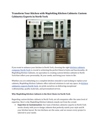 Transform Your Kitchen with MapleKing Kitchen Cabinets Custom Cabinetry Experts in North York