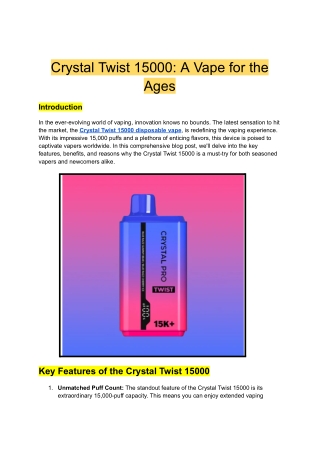 Crystal Twist 15000: A Vape for the Ages