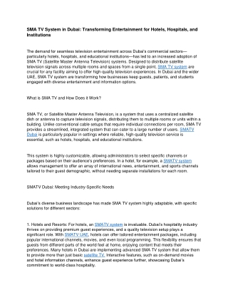 SMATV Systems in Dubai