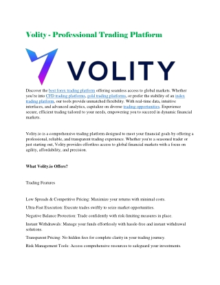 Volity - Professional Trading Platform