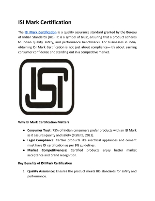 ISI Mark Certification