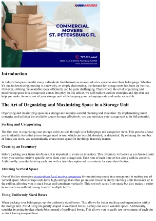 The Art of Organizing and Maximizing Space in a Storage Unit