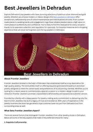 Best Jewellers in Dehradun