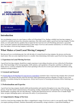 What Makes a Good Local Moving Company?