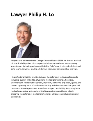 Lawyer Philip H. Lo