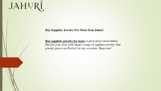Buy Sapphire Jewelry For Mens from Jahuri
