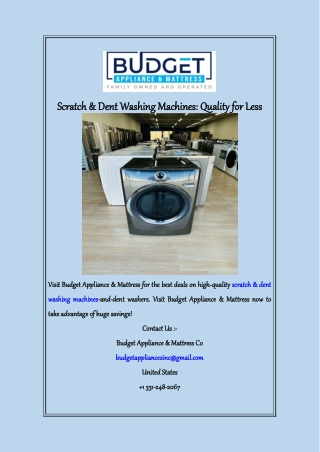 Scratch  Dent Washing Machines Quality for Less