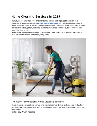 Home Cleaning Services in 2025