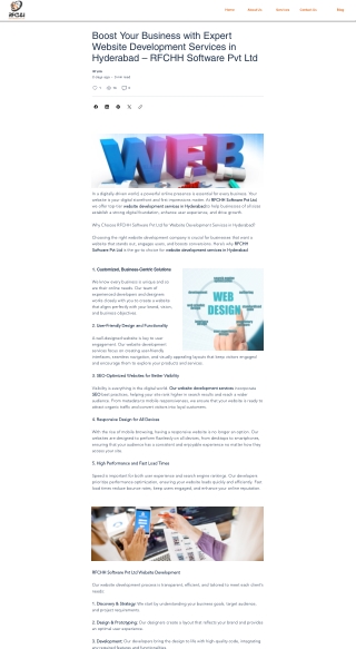 web development services in Hyderabad @ RFCHH SOFTWARE PVT LTD