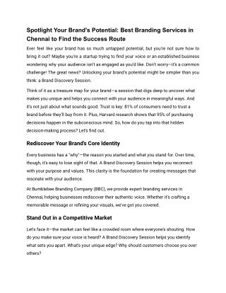 Spotlight Your Brand's Potential Best Branding Services in Chennai to Find the Success Route