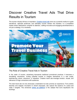 Discover Creative Travel Ads That Drive Results in Tourism