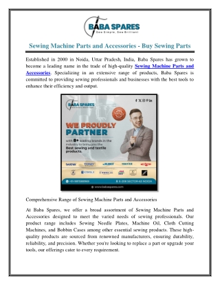Sewing Machine Parts and Accessories - Buy Sewing Parts