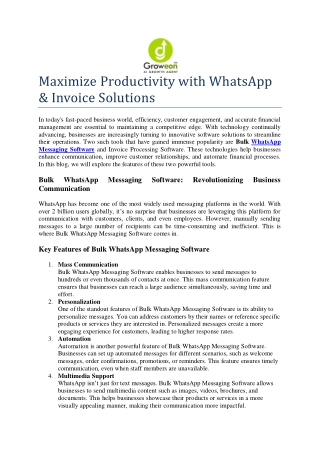 Maximize Productivity with WhatsApp & Invoice Solutions