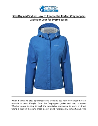 How to Choose Perfect Craghoppers Jacket for Every Season