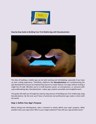Step-by-Step Guide to Building Your First Mobile App with Nocodesolution