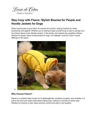 Stay Cozy with Fleece_ Stylish Beanies for People and Hoodie Jackets for Dogs